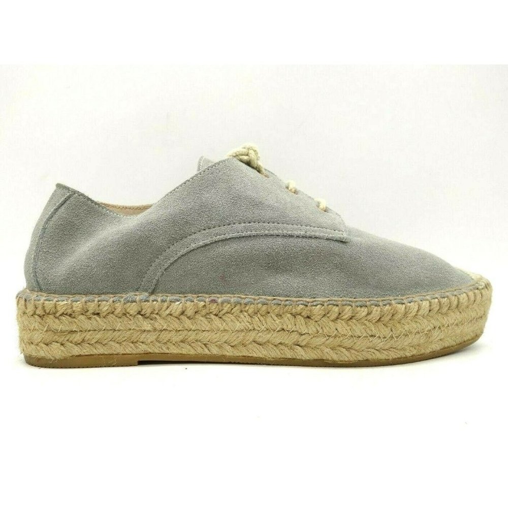 Fred De La Bretoniere Gray Leather Espadrille Platform Shoes Women's 38 / 7.5